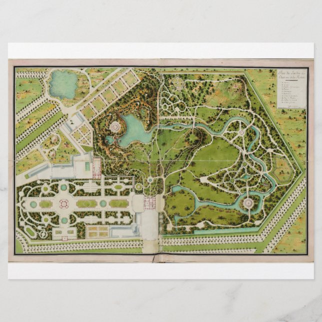 Plan du jardin et château de la Reine (Devant)