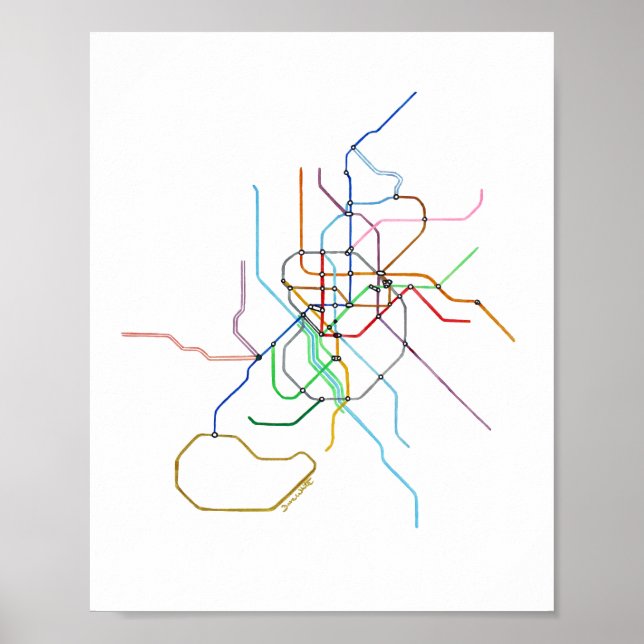 Plan du métro de Madrid Espagne Impression d'art (Devant)
