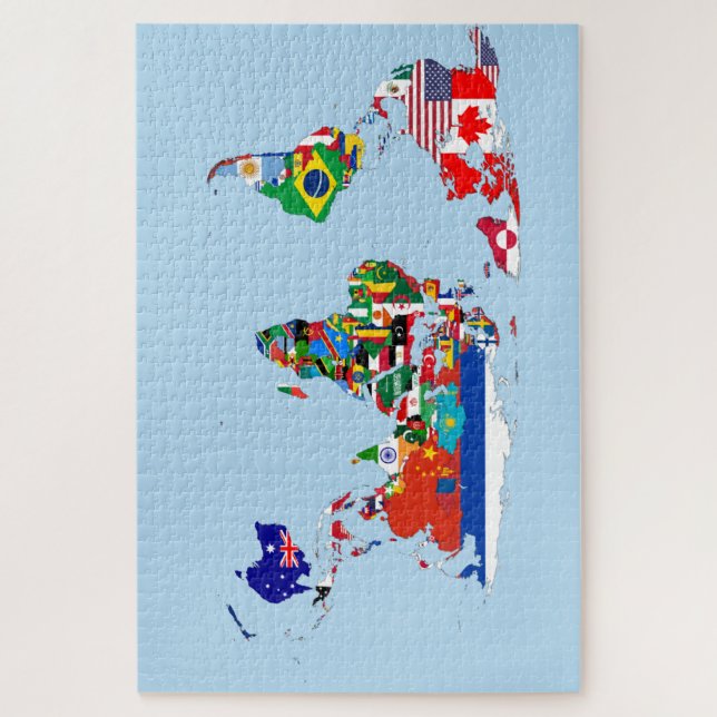 Plan du monde des drapeaux Puzzle (Vertical)