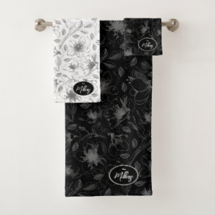 Plan floral esquissé Motif gris/noir ID939