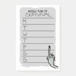 Plan hebdomadaire de survie Notes post-it