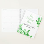 Plan Mariage de verdure aquarelle<br><div class="desc">Ce planificateur est parfait pour le couple heureux de suivre les plans et les rendez-vous des mariages. Il présente une belle aquarelle graphique de feuillage vert et propose du texte personnalisé pour les noms de la mariée et du marié et leur date mariage.</div>