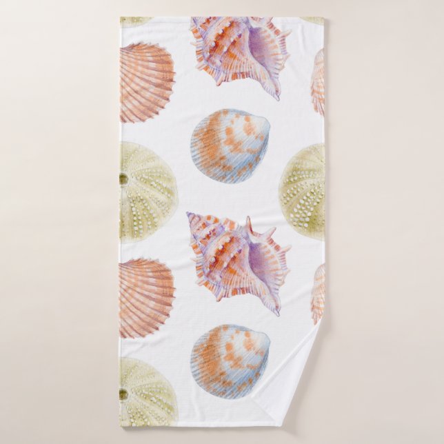Plan marin sans soudure de coquillages. Aquarelle  (Serviette de bain)