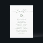 Plan minimaliste De Sage Green<br><div class="desc">Plan personnalisé des sièges de numéro de table. Il présente un script vert sage et lunatique et une typographie classique. Personnalisez en ajoutant vos propres détails. Ce plan minimaliste de table est parfait pour les mariages,  les baby showers,  les douches nuptiales,  les anniversaires,  et bien plus encore.</div>