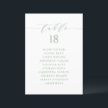 Plan minimaliste De Sage Green<br><div class="desc">Plan personnalisé des sièges de numéro de table. Il présente un script vert sage et lunatique et une typographie classique. Personnalisez en ajoutant vos propres détails. Ce plan minimaliste de table est parfait pour les mariages,  les baby showers,  les douches nuptiales,  les anniversaires,  et bien plus encore.</div>
