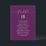 Plan minimaliste de siège violet Script Numéro de<br><div class="desc">Il s'agit d'un plan de sièges personnalisable par numéro de table. Il présente un script fantaisiste et une typographie classique sur un arrière - plan violet. Personnalisez en ajoutant vos propres détails. Ce plan minimaliste de table est parfait pour les mariages, les baby showers, les douches nuptiales, les anniversaires, et...</div>