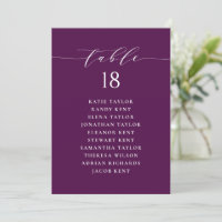 Plan minimaliste de siège violet Script Numéro de 