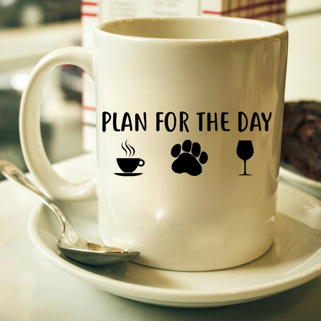 Plan pour la journée café, chien, vin, tasse (Créateur téléchargé)