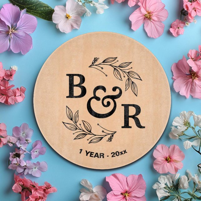 Planche À Découper 1er Anniversaire de Mariage Motif Monogramme (Créateur téléchargé)