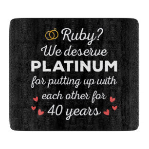 Planche À Découper 40e anniversaire de mariage I - Couple drôle Rubis
