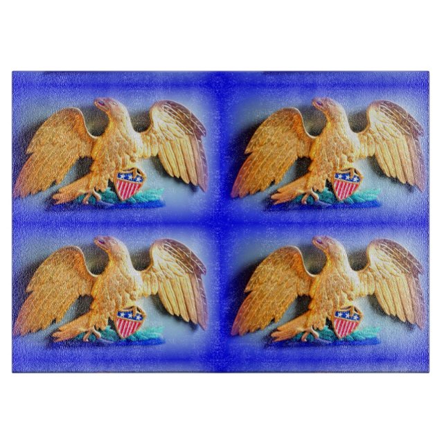 Planche À Découper 4 plateaux de coupe en verre d'aigle d'or (Devant)