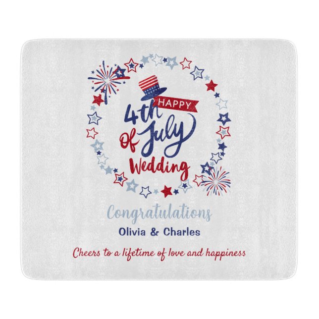 Planche À Découper 4th of July Wedding | Personalized Bride & Groom  (Devant)
