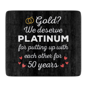 Planche À Découper 50ème anniversaire de Mariage I - Gold Funny Coupl
