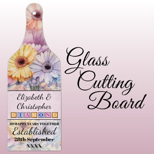 Planche À Découper 60e anniversaire diamant floral rose