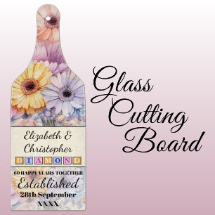 Planche À Découper 60e anniversaire diamant pêche florale