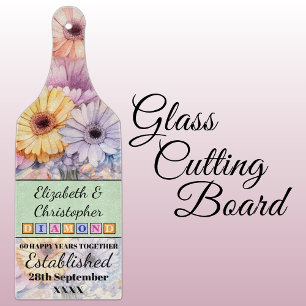Planche À Découper 60ème anniversaire diamant floral vert