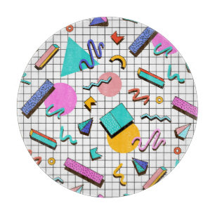 Planche À Découper 80s À damiers lumineux : Vintage Géométrique.