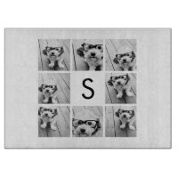 8 Photo Collage personnalisé Monogramme noir et bl