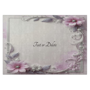 Planche à découper à cadre floral rose