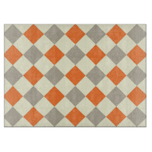 Planche À Découper À damiers orange et gris