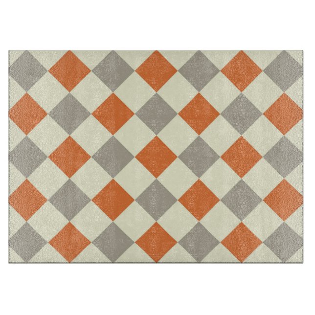 Planche À Découper À damiers orange et gris (Devant)