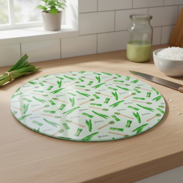 Planche à découper à motif de feuille de pandan  (Créateur téléchargé)