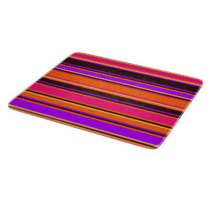 Planche à découper à rayures orange, magenta et vi