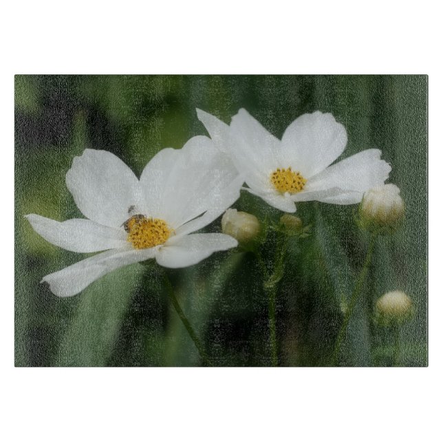 Planche À Découper Abeille à Miel Sur Fleur de Cosmos Blanche Nature (Devant)
