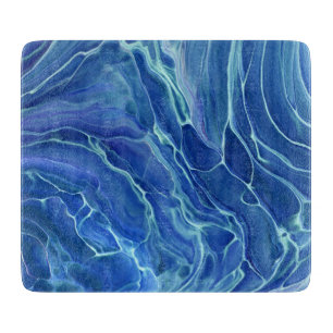 Planche À Découper Abstraction acrylique en marbre bleu et blanc