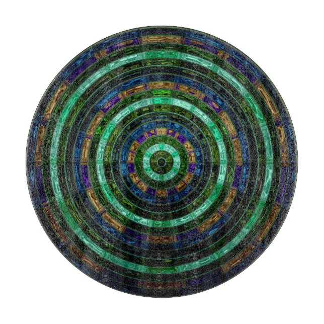 Planche À Découper Abstrait Motif de mosaïque #11 Coussin rond (Devant)