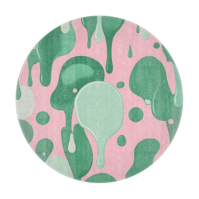 Planche À Découper Abstrait motif goutte à goutte fondue vert menthe  (Devant)