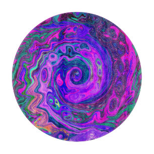 Planche À Découper Abstrait Rétro Groovy Tourbillon Magenta et Violet