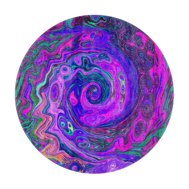 Planche À Découper Abstrait Rétro Groovy Tourbillon Magenta et Violet (Devant)