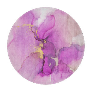 Planche À Découper Abstrait violet, or : mélange d'acryliques.