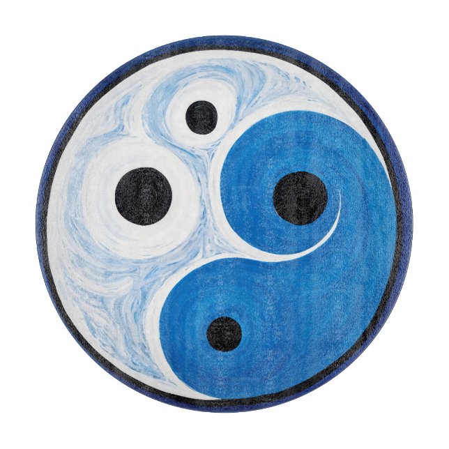 Planche À Découper Abstrait Yin Yang : Moderniste Bleu & Blanc (Devant)