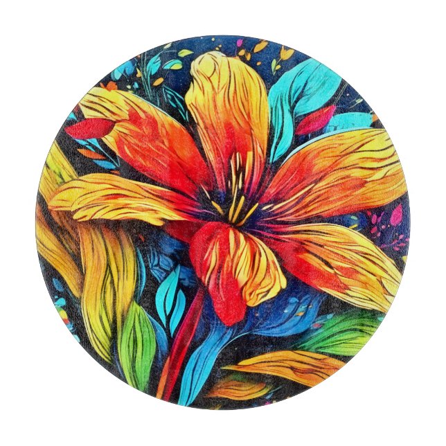 Planche À Découper Abstraite flambée florale (Devant)