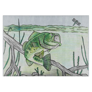 Planche À Découper Achigan à grande bouche sautant à la pêche