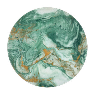 Planche À Découper Acrylique vert doré : art de la texture marbré.