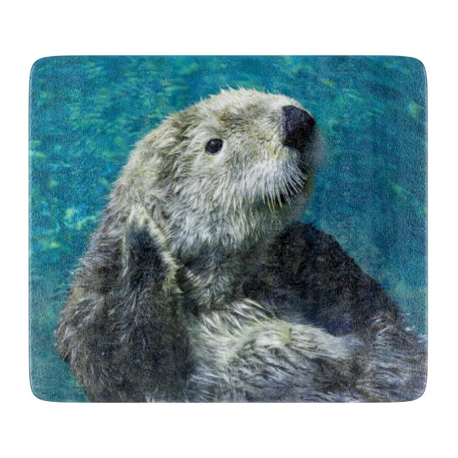 Planche À Découper Adorable Otter de mer Mignonne Eau Bleue (Devant)