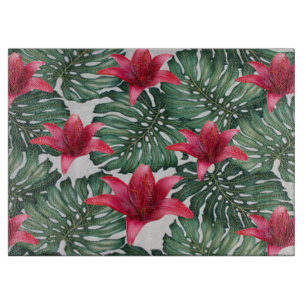 Planche À Découper Adorable Palm Tropical Hawaiian Hibiskus