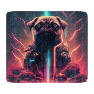 Planche À Découper Adorable Pug dans un costume de robot futuriste
