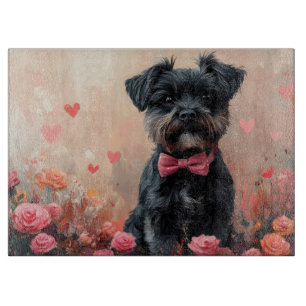 Planche À Découper Affenpinscher avec Rose - Saint Valentin