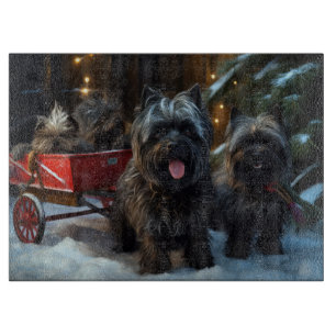 Planche À Découper Affenpinscher Snowy Sleigh Ride Décor de Noël