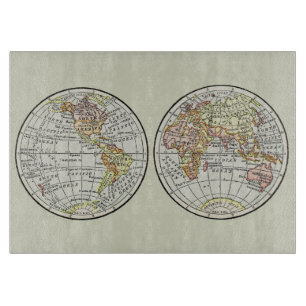 Planche À Découper Affiche de globe terrestre de carte du monde vinta