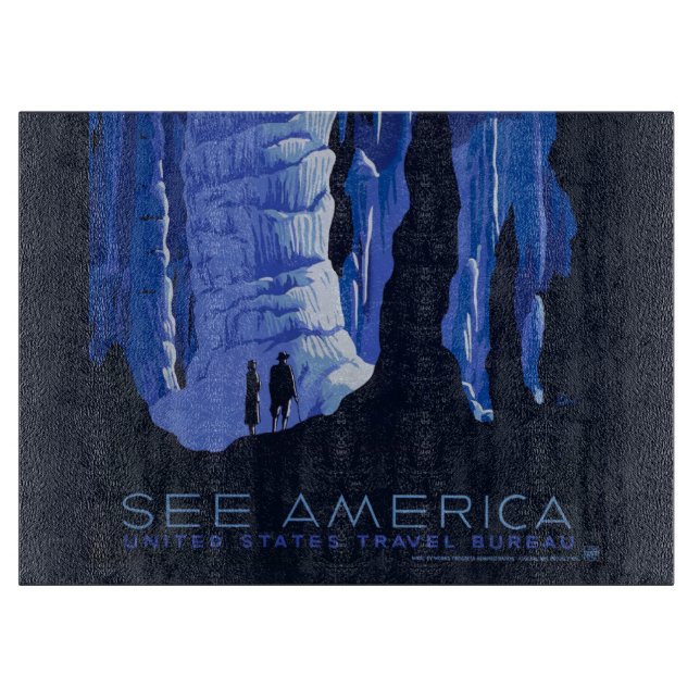 Planche À Découper Affiche de voyage de spéléologie Cavernes Voyage V (Devant)