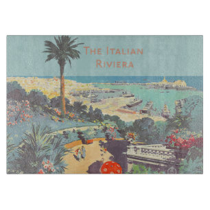 Planche À Découper Affiche de voyage vintage de Gênes, Riviera italie