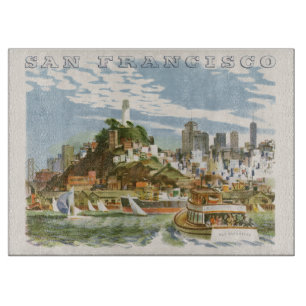Planche À Découper Affiche de voyage vintage de la baie de San Franci