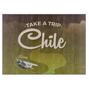 Planche À Découper Affiche de voyage vintage du volcan du Chili