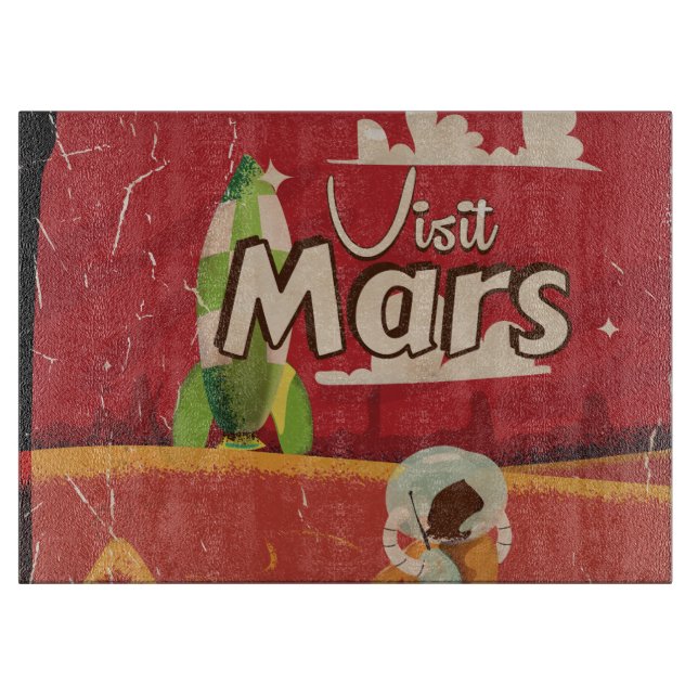 Planche À Découper Affiche de voyage vintage Mars (Devant)