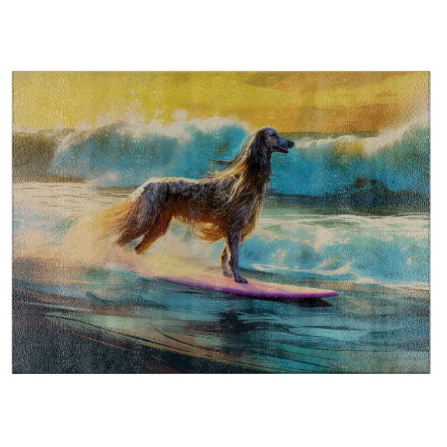 Planche À Découper Afghan Hound Beach Surf Peinture (Devant)